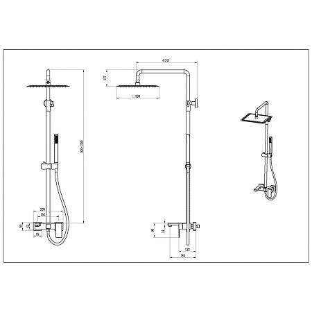 Душевая стойка Boheme Qubic 478-NB никель брашированный