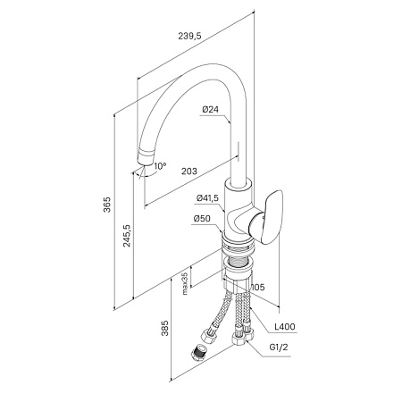 Смеситель для кухни Milardo Rora RORBLFJM05 черный