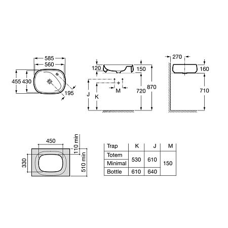 Раковина Roca Beyond 3270B8000 58,5х45