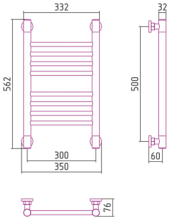 Полотенцесушитель водяной Сунержа Богема + 500x300 хром