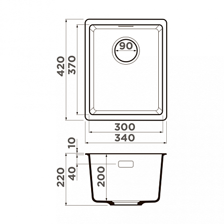 Кухонная мойка Omoikiri Kata 34-U-SA 34х42 бежевый