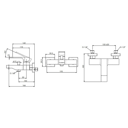 Смеситель Remer Absolute AU05 для ванны, хром
