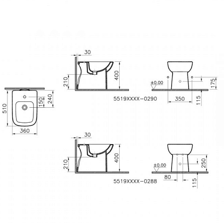 Биде напольное VitrA S20 5519B003-0288