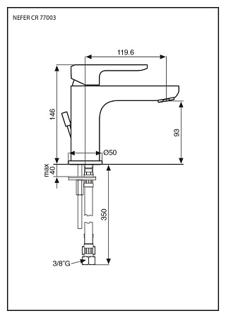 Смеситель Emmevi Nefer 77003NEO для раковины, черный матовый