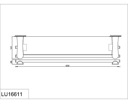 Полка стеклянная с бортиком RUSH Luson LU16611 хром