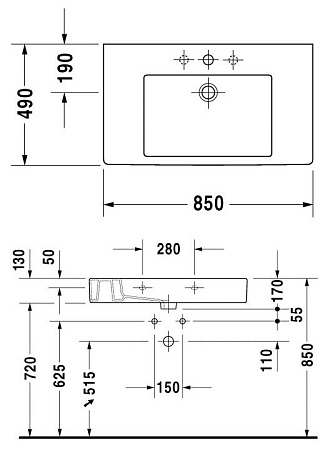 Раковина Duravit Vero 0329850000  85 