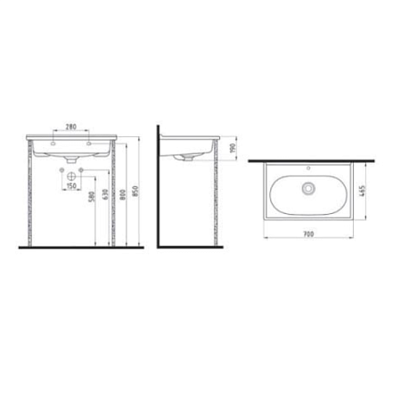 Раковина Bien Ferra FELK070B1FD1W5000 70х46 белый
