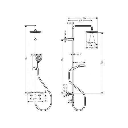 Душевая стойка Hansgrohe Vernis Blend 26276670 черный матовый