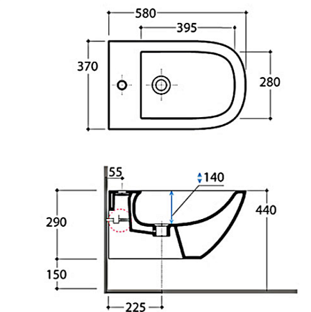 Биде подвесное Globo Stockholm LAS09.BI*1 белый