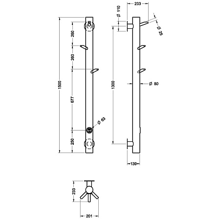 Полотенцесушитель электрический Boheme Uno Oak 724-NB 150х20 никель брашированный