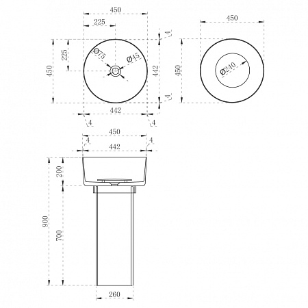 Раковина отдельностоящая прозрачная ABBER Kristall AT2702Aquamarin бирюзовый