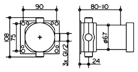 Cкрытая монтажная часть Keuco Ixmo 59548000170 для смесителя