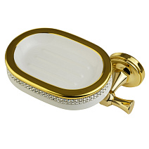 Мыльница Migliore Dubai 28482 белый, декор золото, swarovski