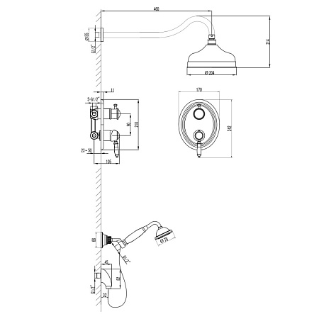 Смеситель Lemark Villa LM4829B для душа, бронза