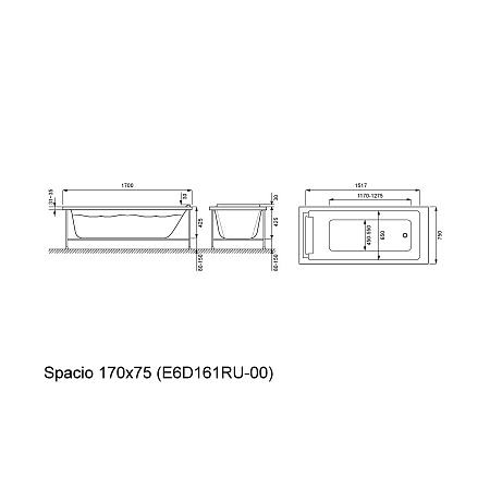 Акриловая ванна Jacob Delafon Spacio E6D161RU-00 170х75