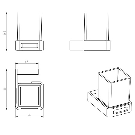 Стакан Boheme Q 10944-CR для зубных щеток, хром