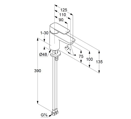 Смеситель Kludi Pure&Style 400283975 для раковины, черный матовый