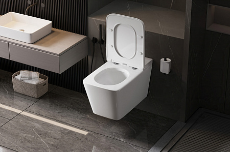 Унитаз подвесной ABBER Rechteck AC1202P с импульсным смывом, белый