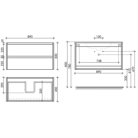 Мебель для ванной Sancos Libra 90 LB90W белый/черный