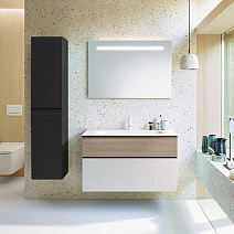 Тумба с раковиной Burgbad Fiumo SFXN102F3956FOT45G0200C0001*1 белый глянцевый/кашемировый дубовый