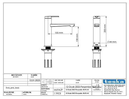 Смеситель для раковины Teska Liva Leo S E5416 хром