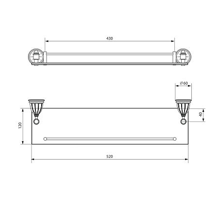Полка стеклянная с бортиком RUSH Socotra ST12611 хром