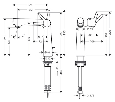 Смеситель Hansgrohe Talis S 72113000 для раковины, хром