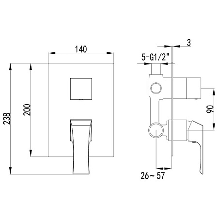 Смеситель Lemark Unit LM4527C для ванны с душем