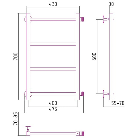 Полотенцесушитель водяной Стилье Версия-КБ 60х40 хром