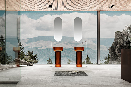 Раковина отдельностоящая прозрачная ABBER Kristall AT2702Opal коричневый