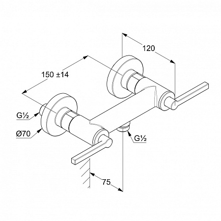 Смеситель Kludi Nova Fonte Puristic 207100515 для душа, хром