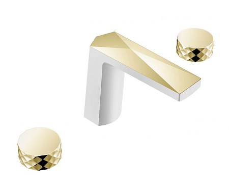 Смеситель Boheme Venturo 150-WG-DIAMOND для раковины, ручка Diamond, белый/золото