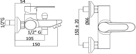 Смеситель Paffoni Blu BLU022CR для ванны с душем, хром