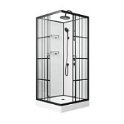 Душевая кабина Niagara Standart ST100/15QR/KL/BKT 100x100x225 черный матовый/прозрачный клетка Душевая кабина Niagara Standart ST100/15QR/KL/BKT 100x100x225 черный матовый/прозрачный клетка