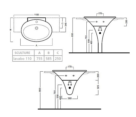 Раковина Hatria Sculture YR3801 110