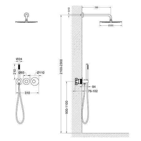 Душевой комплект Timo Saona SX-2359/17SM золото матовое