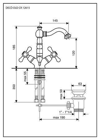Смеситель Emmevi Deco Old 12615BO для раковины, белый/золото