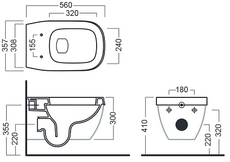 Чаша для унитаза подвесного Hatria Abito YXX601