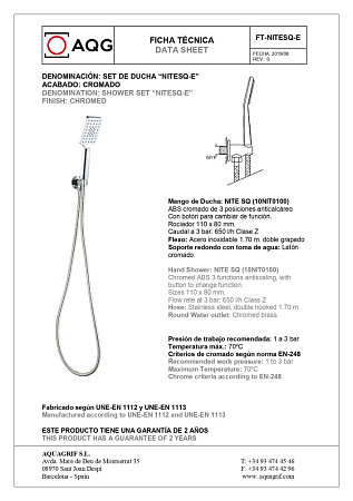 Душевой комплект AQG Alpha 19ALPEC21802 хром