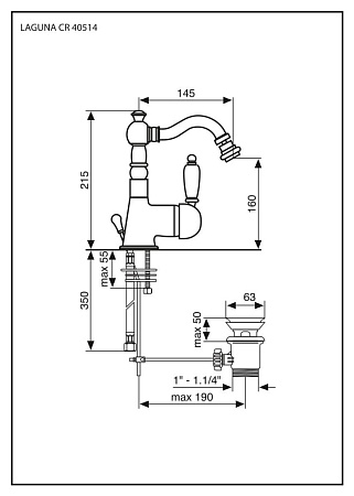 Смеситель Emmevi Laguna 40514BС для биде, белый/хром