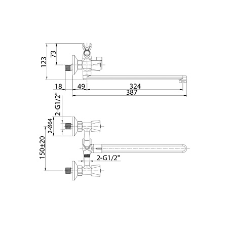 Смеситель для ванны с длинным изливом Milardo Tring TRISBL2M10 хром