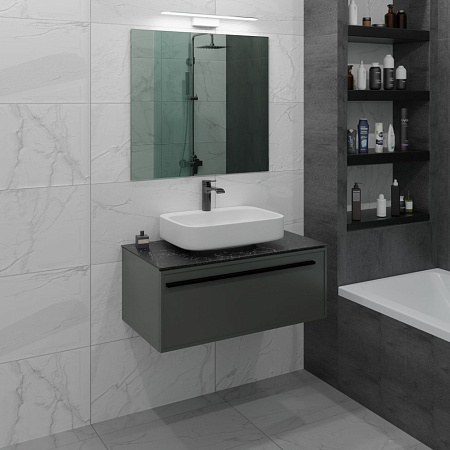 Тумба с раковиной La Fenice Elba FNC-01-ELB-G-100 Grigio, столешница Black Olive Light Lappato