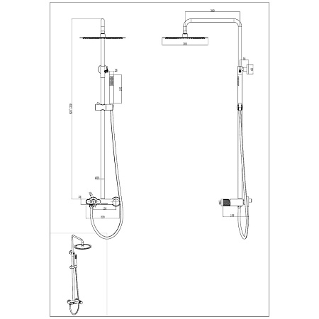 Душевая стойка Boheme Stick 128-BB ручка Diamond, черный