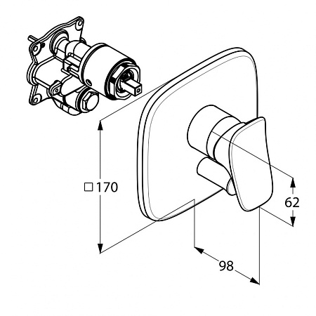 Смеситель Kludi Ambienta 536500575 для ванны с душем, хром