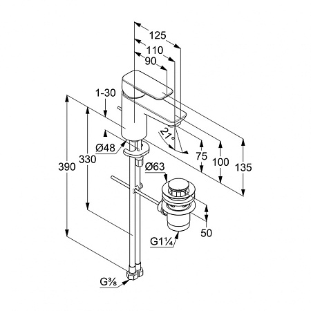 Смеситель Kludi Pure&Style 403820575 для раковины, хром