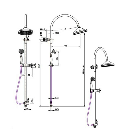 Душевая стойка Boheme Medici 401 бронза