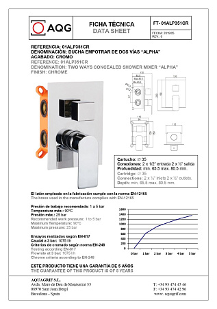 Душевой комплект AQG Alpha 19ALPEC21602 хром