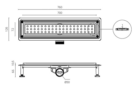 Душевой трап Ctesi Way Round BK4024240 70 хром