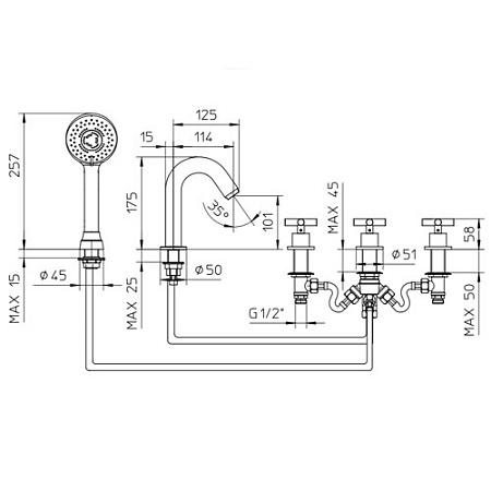 Смеситель Palazzani Formula 62138410 на борт ванны, хром