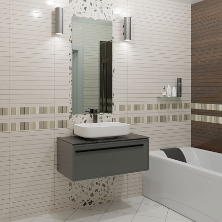 Тумба с раковиной La Fenice Elba FNC-01-ELB-G-100 Grigio, столешница Black Olive Light Lappato